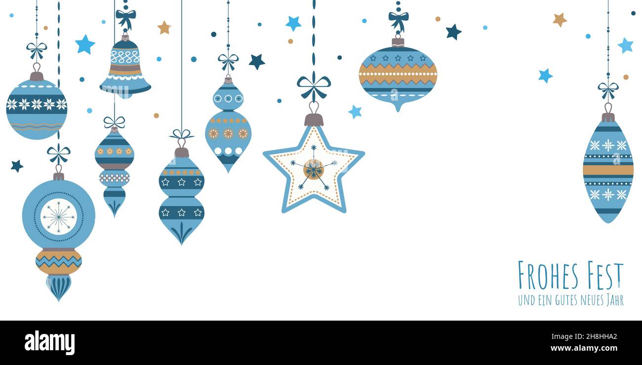illustration vectorielle eps avec différentes boules d'arbre de noël élégantes vintage avec ornements et décorations de fête de couleur bleue Illustration de Vecteur