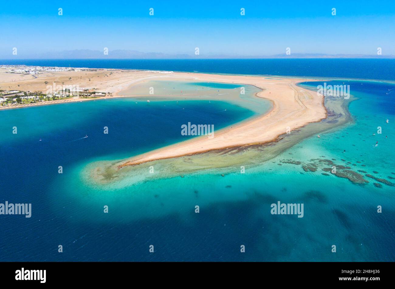 Égypte, Sinaï, Dahab, baie d'El Qura (vue aérienne) Banque D'Images
