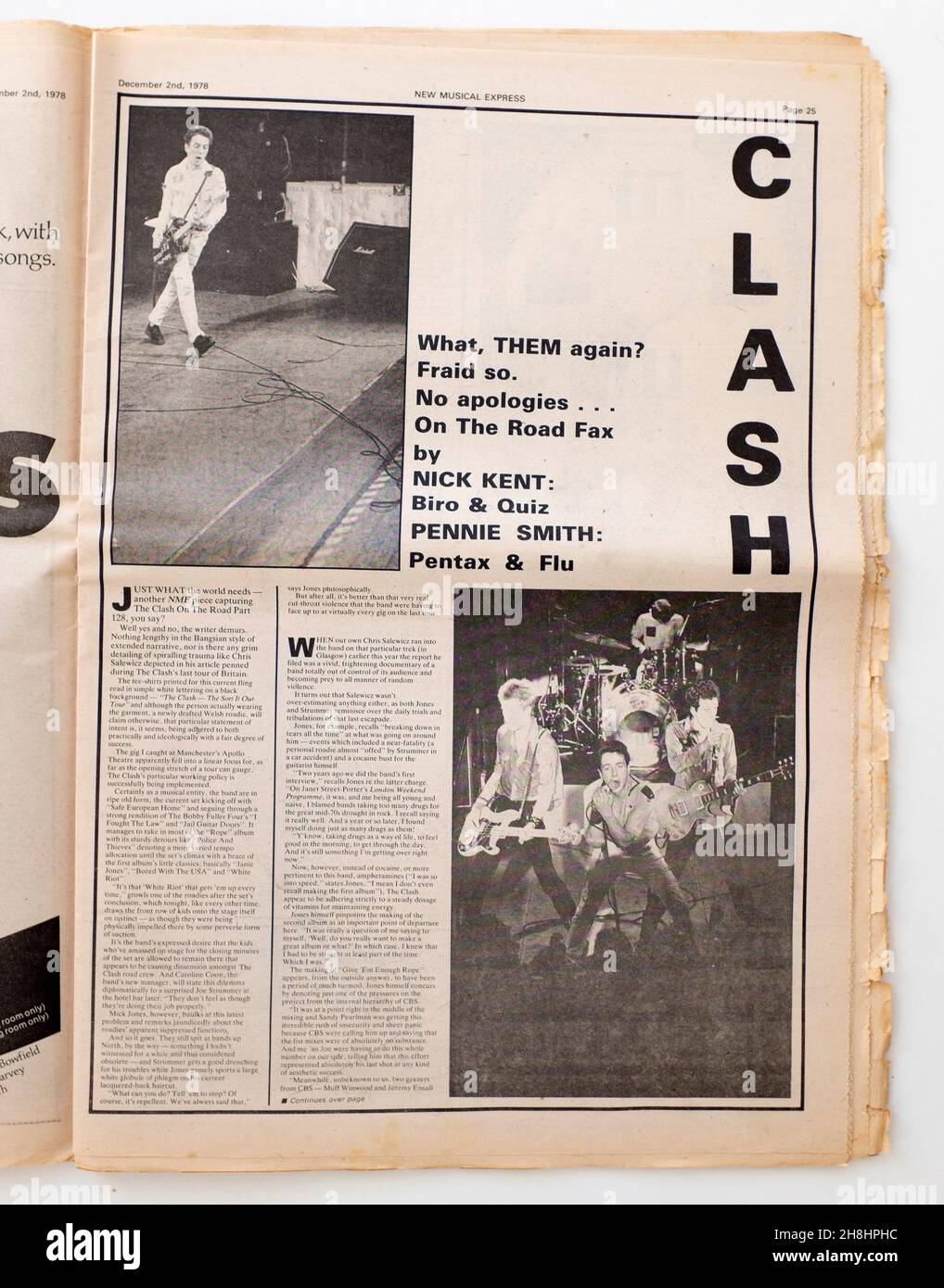 Article sur The Clash dans le magazine NME des années 1970 Banque D'Images