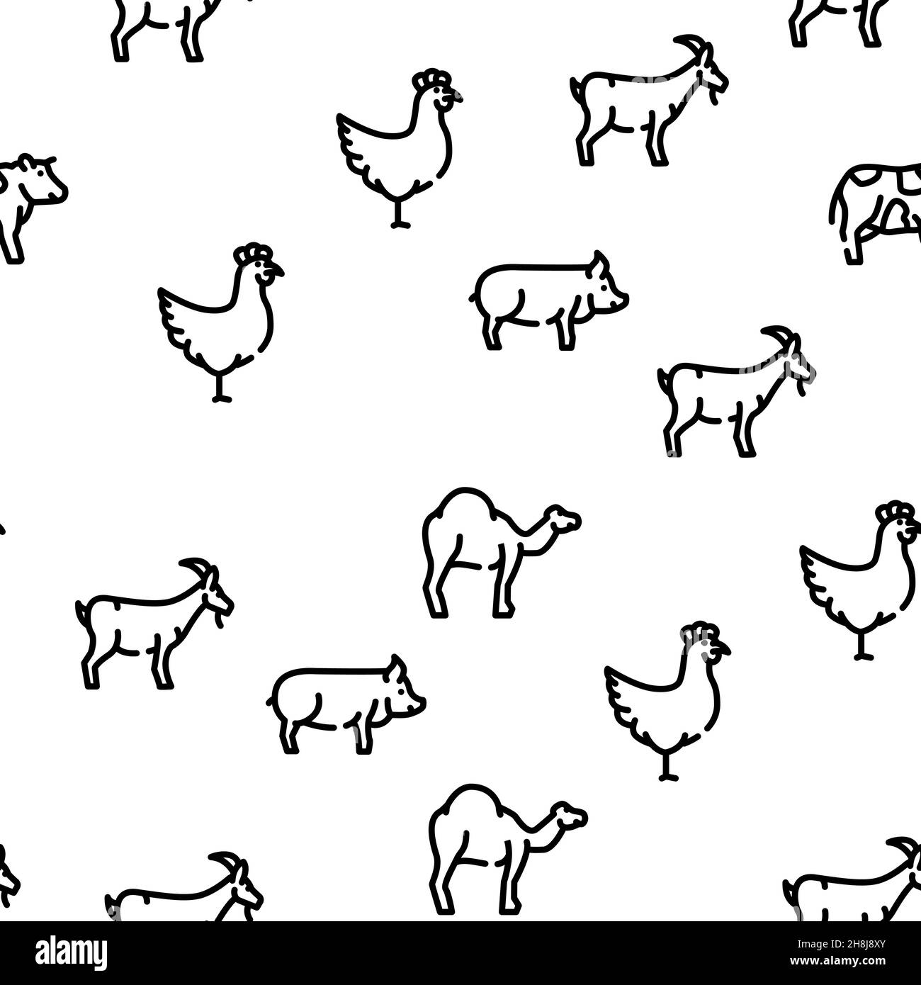Motif sans couture pour animaux domestiques, animaux de ferme et aqua-Vector Illustration de Vecteur