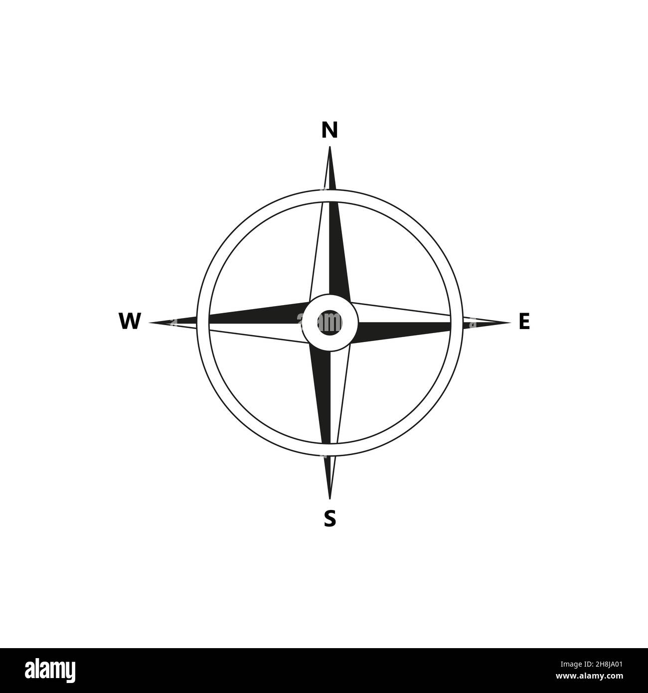 Icône de boussole vectorielle plate avec indication Nord, Sud, est et Ouest.Illustration de navigation isolée sur blanc.EPS Illustration de Vecteur