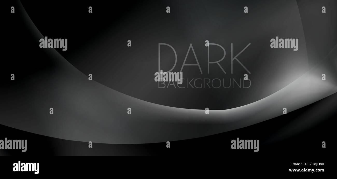 Arrière-plan abstrait très sombre avec ligne de perspective incurvée.Fond d'écran graphique vectoriel Illustration de Vecteur