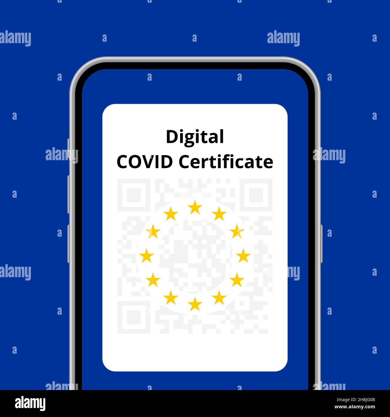 Illustration conceptuelle de l'application de certificat numérique COVID dans le téléphone Illustration de Vecteur