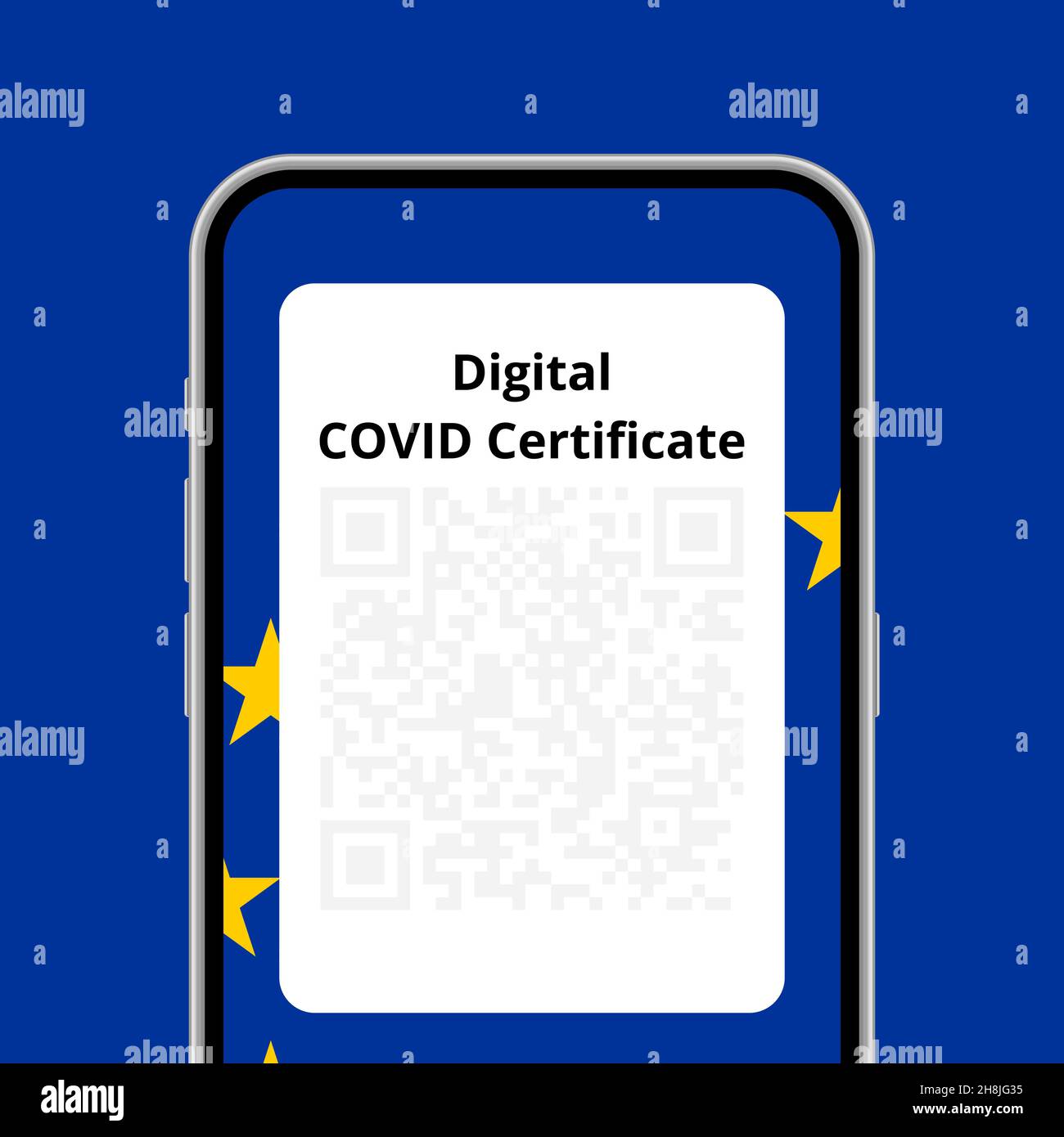 Illustration conceptuelle de l'application de certificat numérique COVID dans le téléphone Illustration de Vecteur