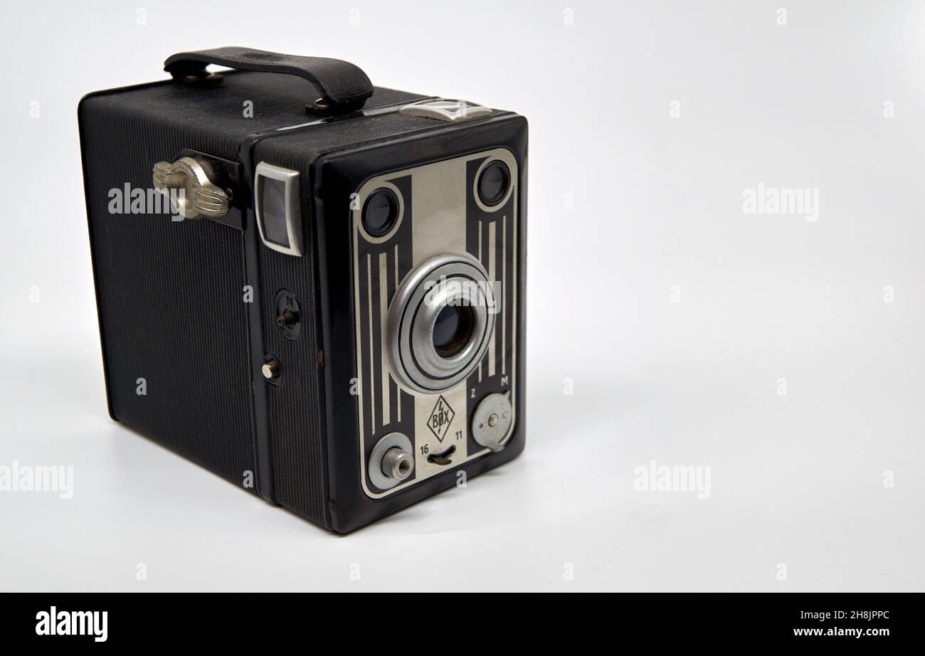 Appareil photo de boîte vintage fabriqué en Allemagne.Cet appareil photo est fabriqué entre 1948 et 51. Banque D'Images