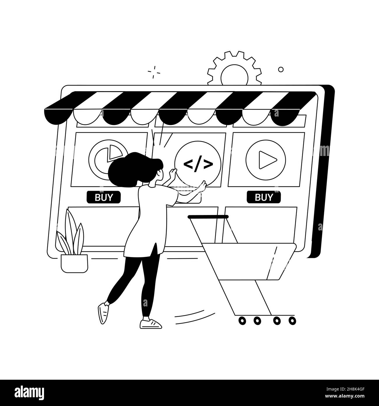 Illustration vectorielle abstraite du concept du marché des services numériques. Illustration de Vecteur