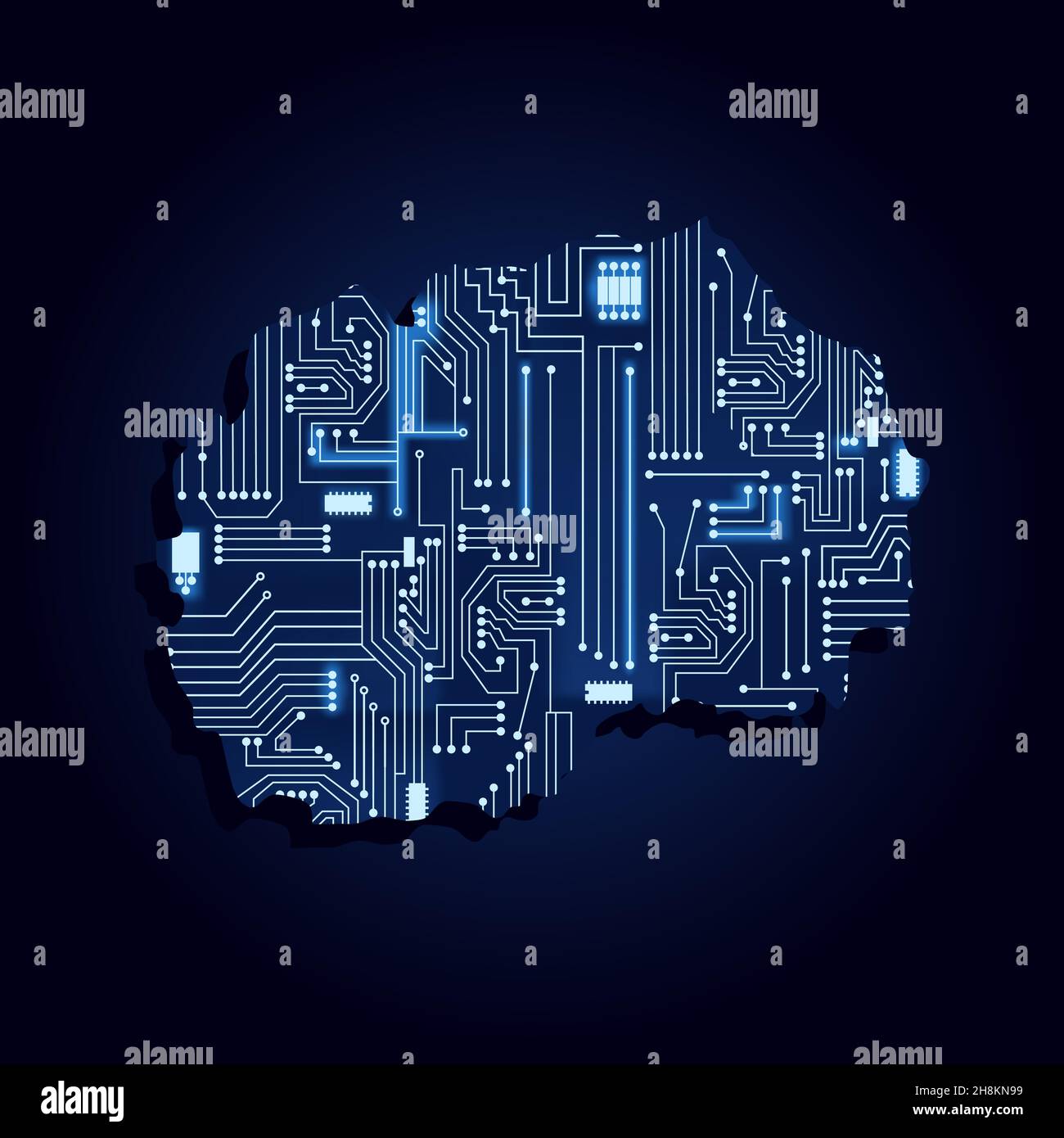 Carte de contour de la Macédoine du Nord avec un circuit électronique technologique. Illustration de Vecteur