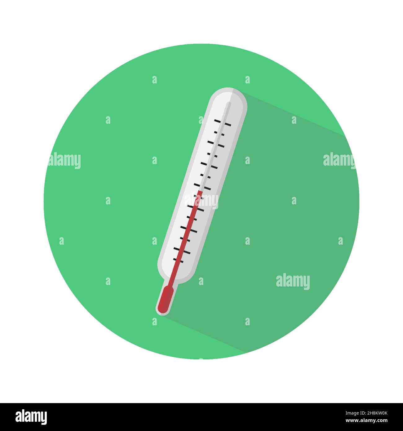 icône de thermomètre avec ombre longue, conception plate vectorielle Illustration de Vecteur