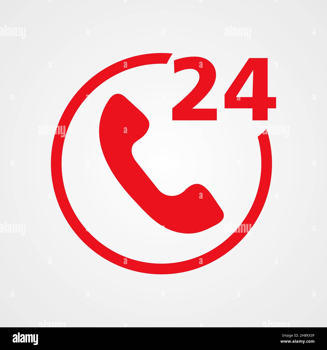 support 24h icône rouge, illustration vectorielle conception simple Illustration de Vecteur