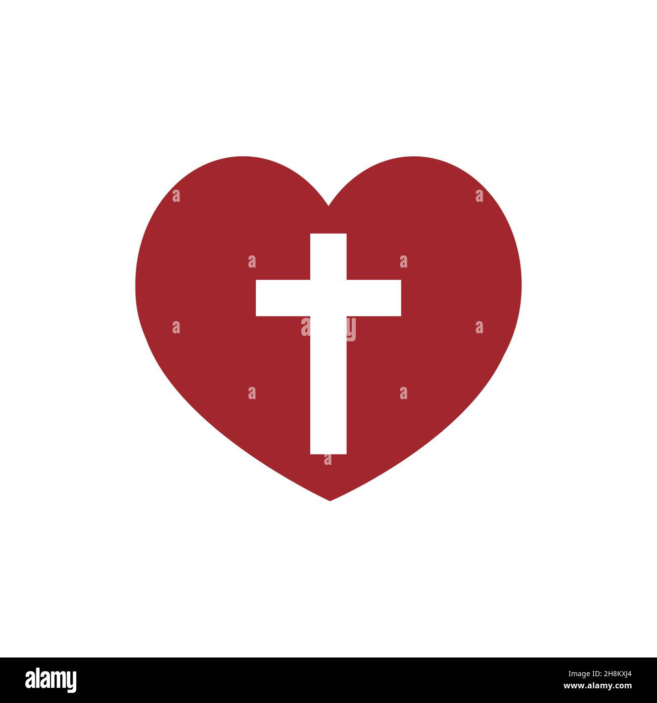 Coeur avec croix église logo modèle vecteur icône Illustration de Vecteur