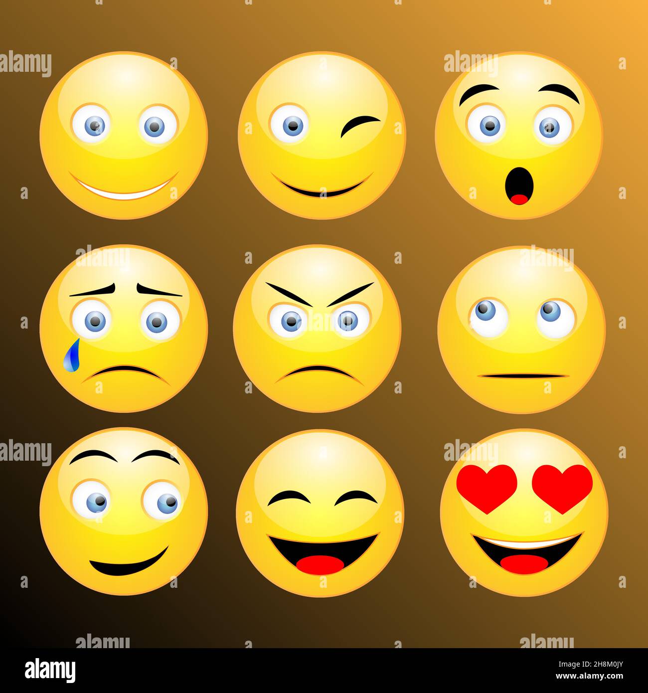 jeu d'émoticônes, illustration isolée, motif vectoriel plat Illustration de Vecteur