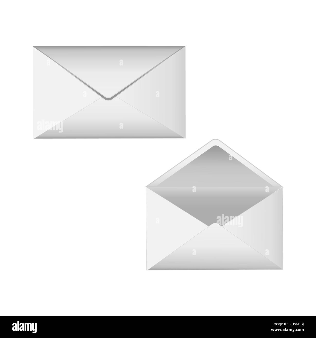 Deux enveloppes fermées et ouvertes, image vectorielle. Illustration de Vecteur