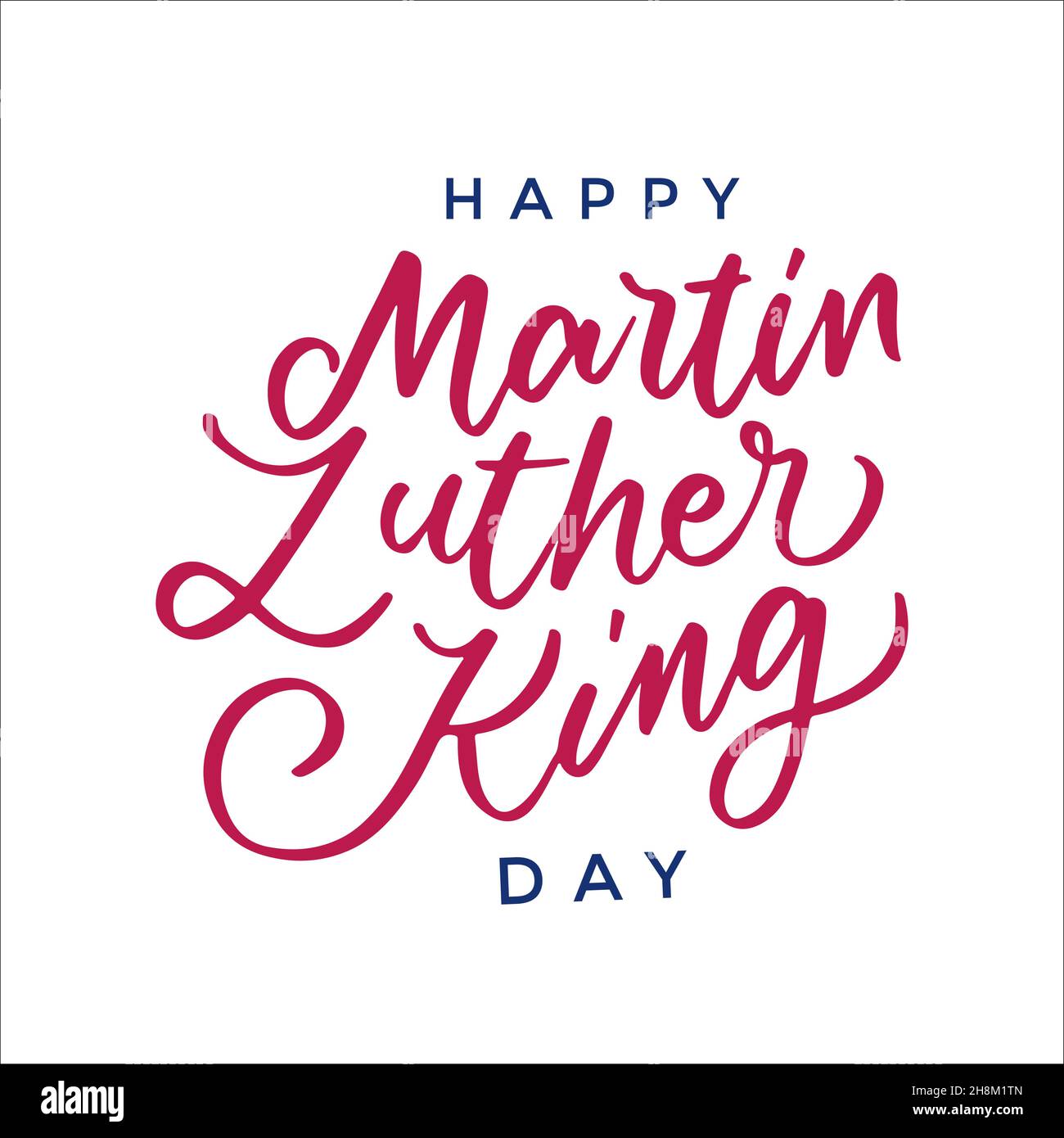 Lettrage à la main de la joyeuse journée Martin Luther King avec drapeaux américains.Conception isolée à vecteur de jour MLK Illustration de Vecteur