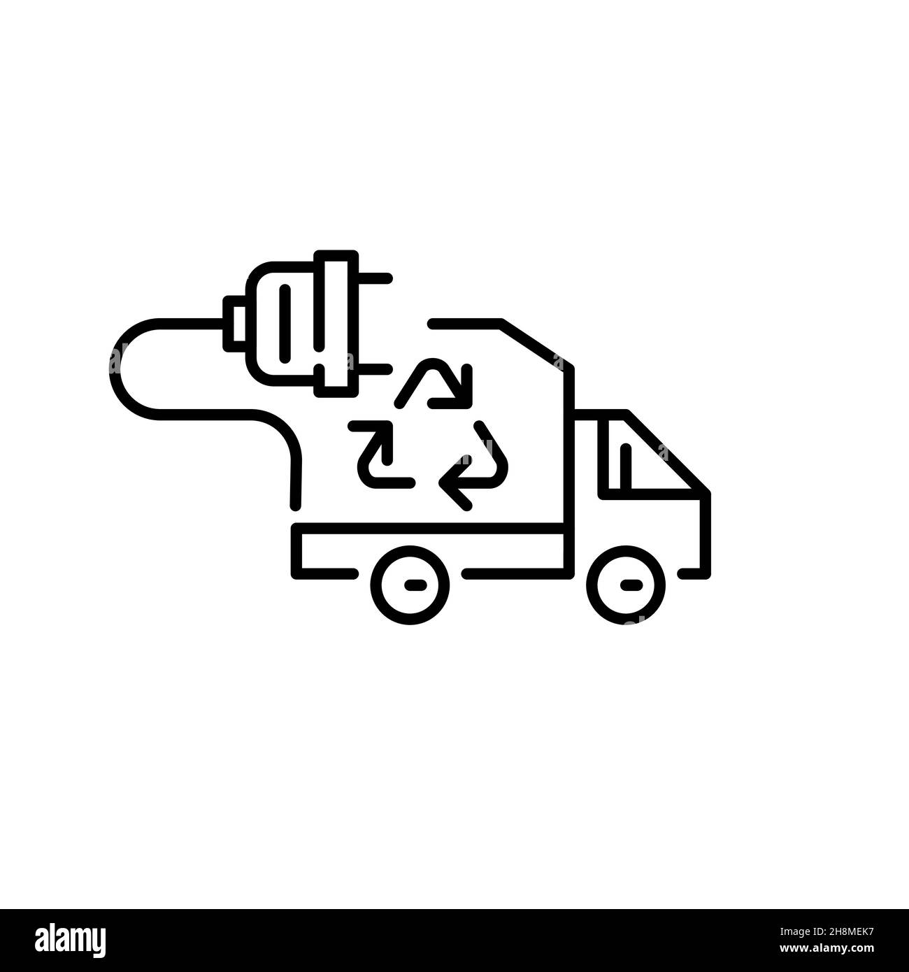 Chariot électrique à énergie verte.Pixel Perfect, icône de contour modifiable Illustration de Vecteur