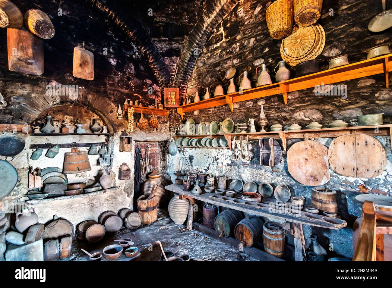 L'ancienne maison de cuisine du monastère Megalo Meteoro, Meteora, Trikala, Thessalie, Grèce. Banque D'Images