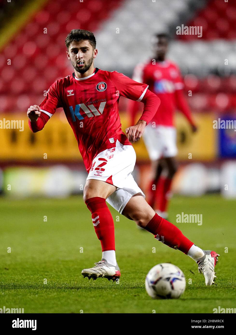 Aaron Henry de Charlton Athletic lors de la deuxième partie du Trophée Papa John's entre Charlton Athletic et Aston Villa U21 à la Valley, Londres.Date de la photo: Mardi 30 novembre 2021. Banque D'Images