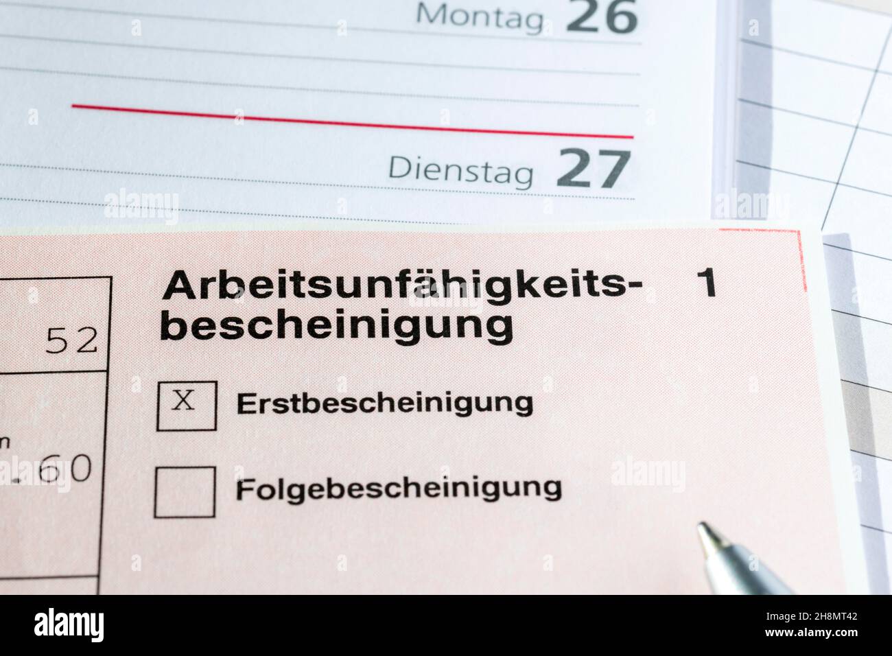 Certificat d'incapacité de travail, certificat initial, certificat de suivi Banque D'Images