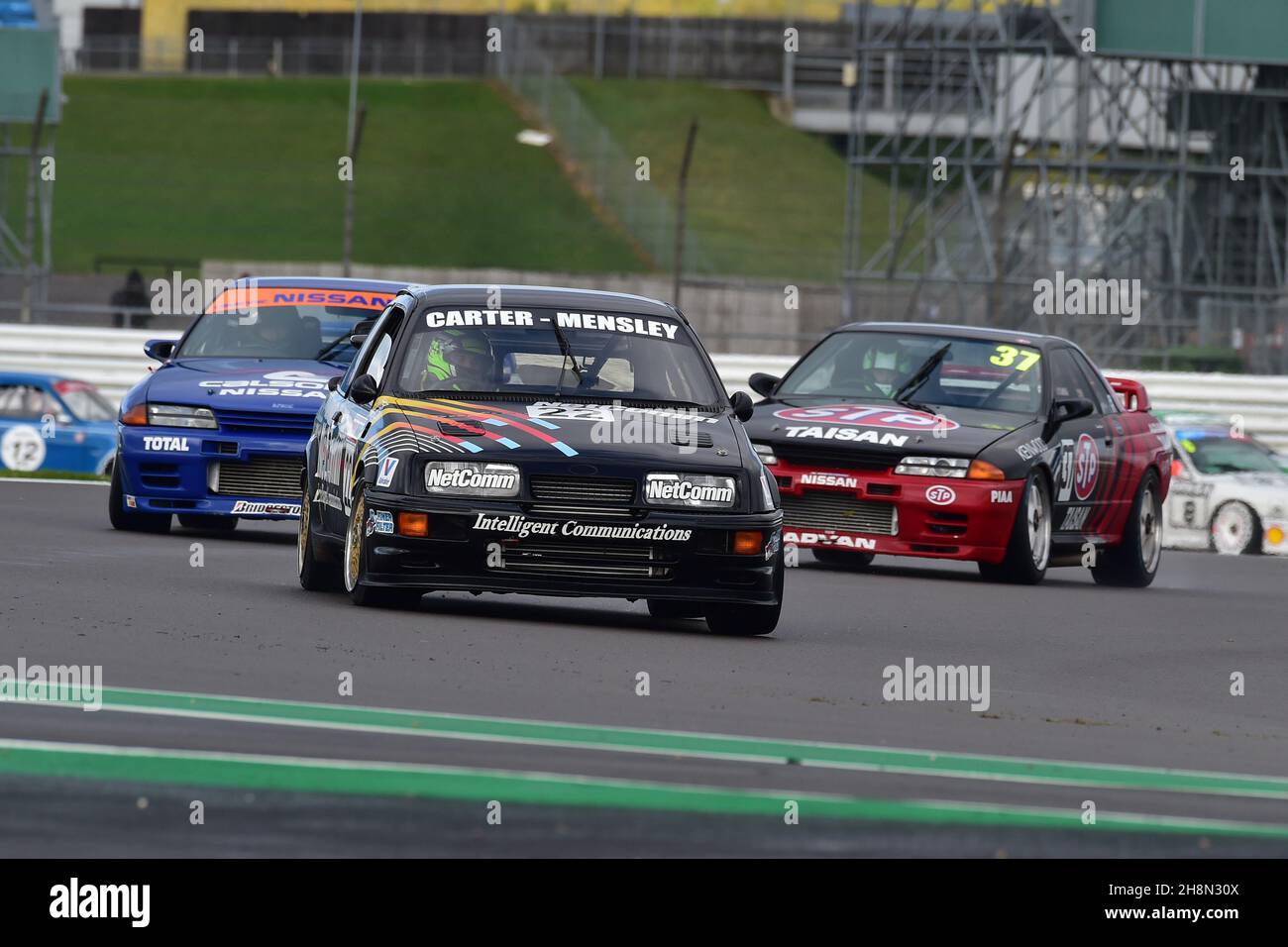 Paul Mensley, Ford Sierra Cosworth, Ric Wood, Freddie Hunt, Nissan Skyline GT-R,Historique Touring car Challenge, HTCC, combiné avec le Tony dron tr Banque D'Images