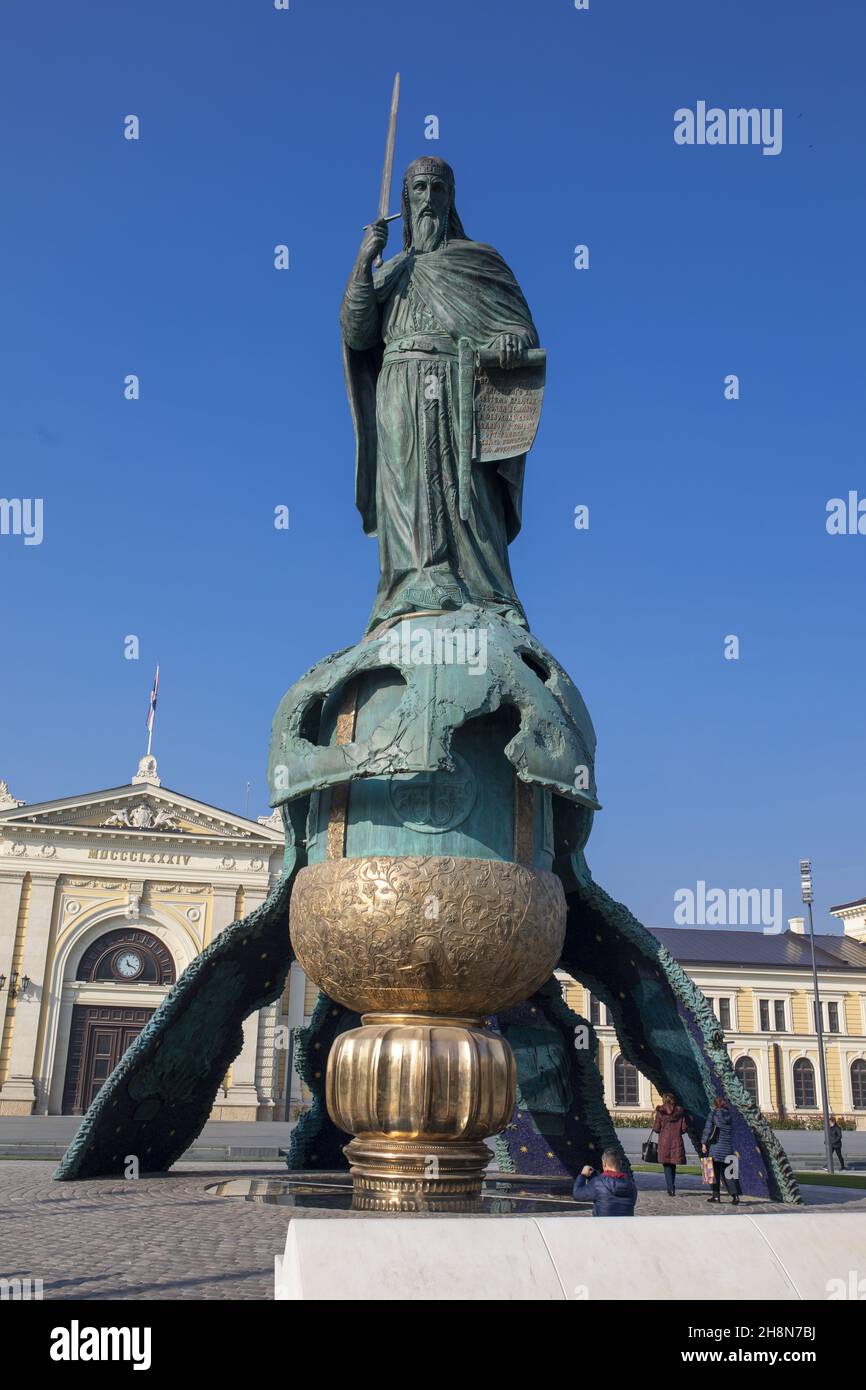 Monument à Stefan Nemanja - le créateur de l'état serbe, Belgrade, Serbie Banque D'Images