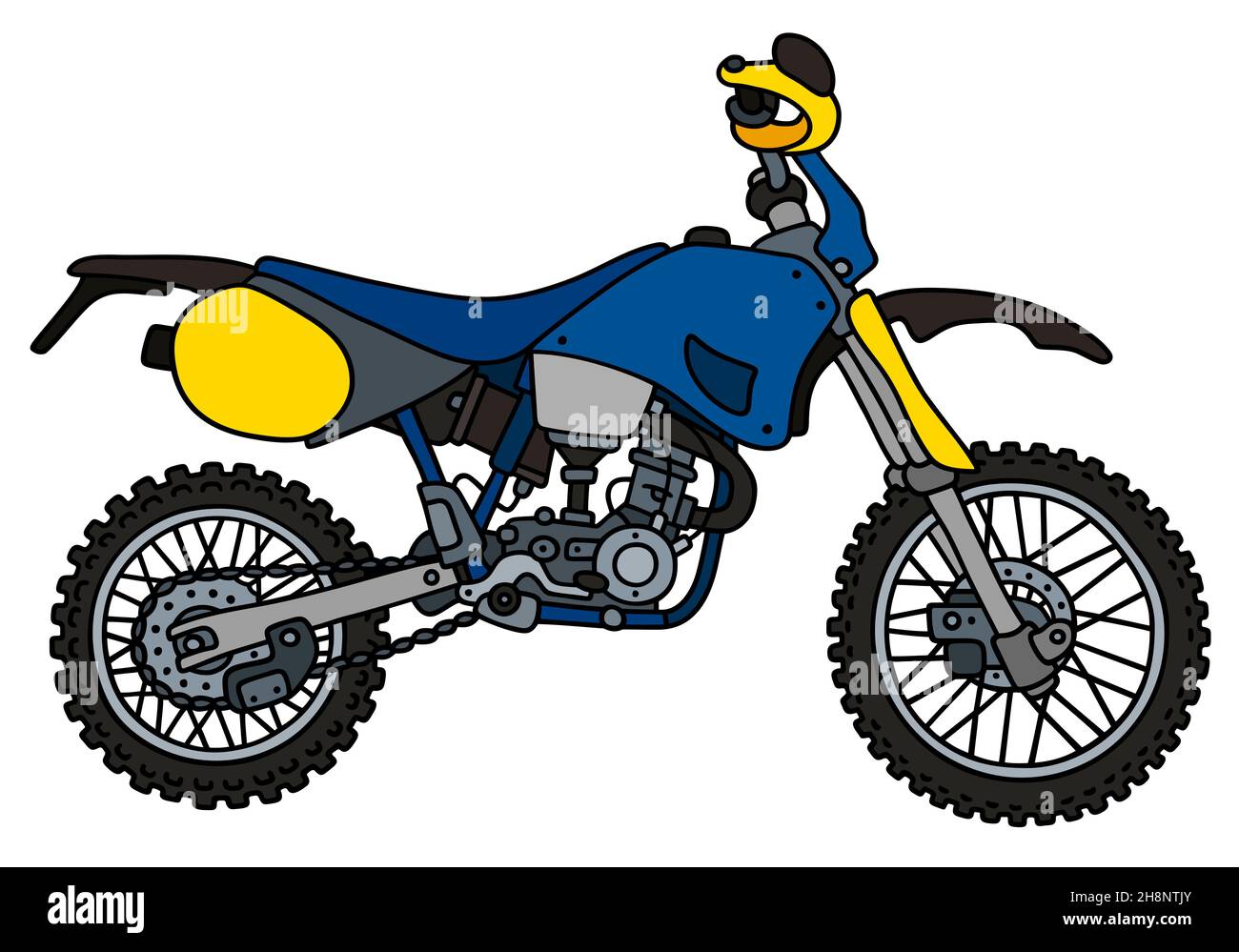 Dessin à la main d'une moto de course tout-terrain bleue - pas un vrai type  Photo Stock - Alamy