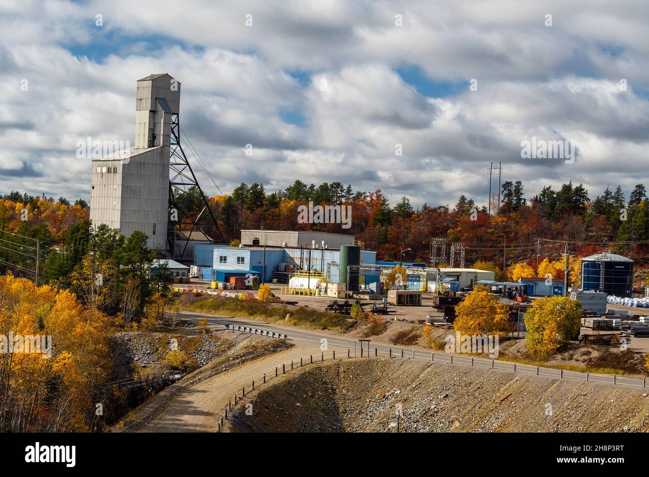 Réseau de gestion des résidus miniers et des usines de la région d'Onaping - Mine Fraser, Grand Sudbury - Onaping, Ontario, Canada Banque D'Images