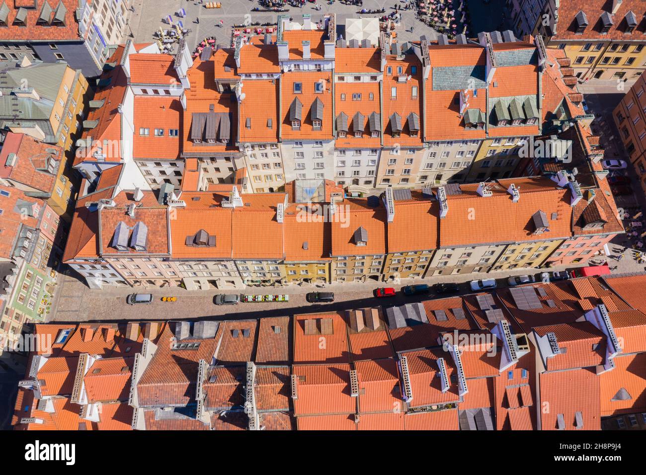 Panorama coloré de vieux toits de maisons" . Vue aérienne Banque D'Images