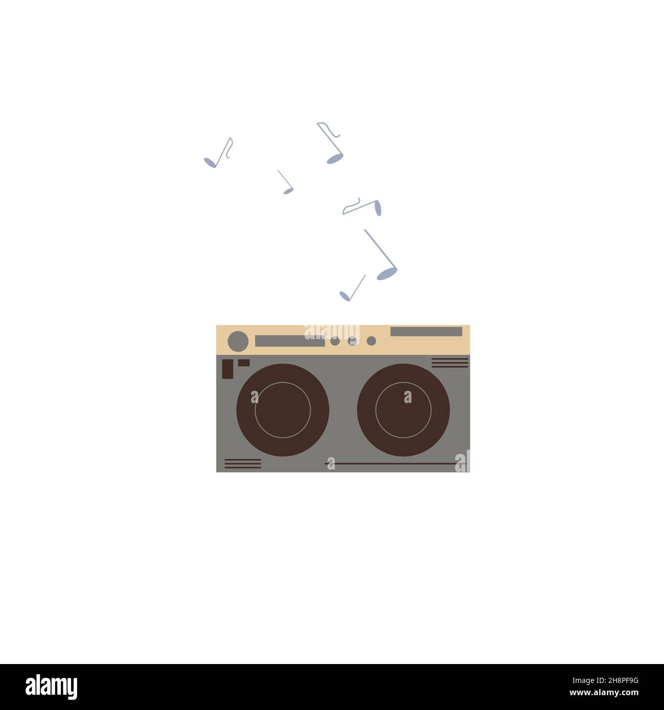 Flat dessin animé lecteur de musique boombox, équipement électronique maison appareils vecteur illustration concept Illustration de Vecteur