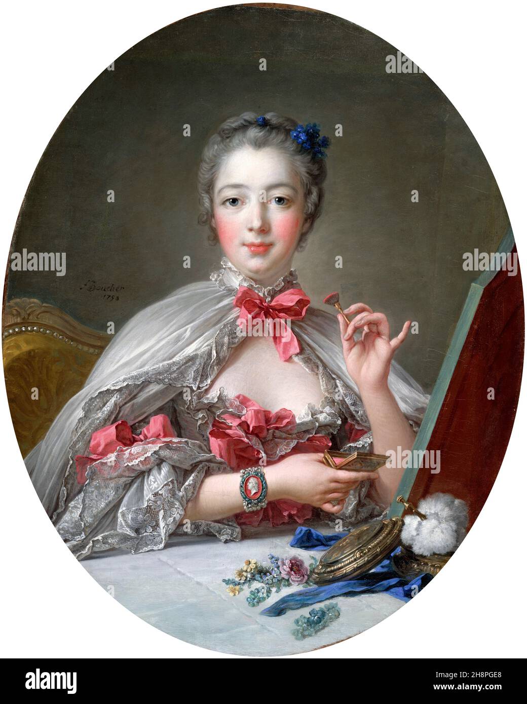 Madame de Pompadour.Portrait de Jeanne-Antoinette poisson, Marquise de Pompadour (1721-1764) par François Boucher, huile sur toile, 1750.Madame de Pompadour a été membre de la cour française et maîtresse officielle de Louis XV de 1745 à 1751. Banque D'Images