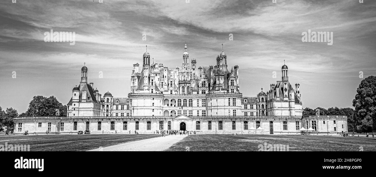 Château de Chambord, le plus grand château dans la vallée de la Loire. Site du patrimoine mondial de l'UNESCO en France. Construite au XVI siècle, il est maintenant une propriété de Banque D'Images