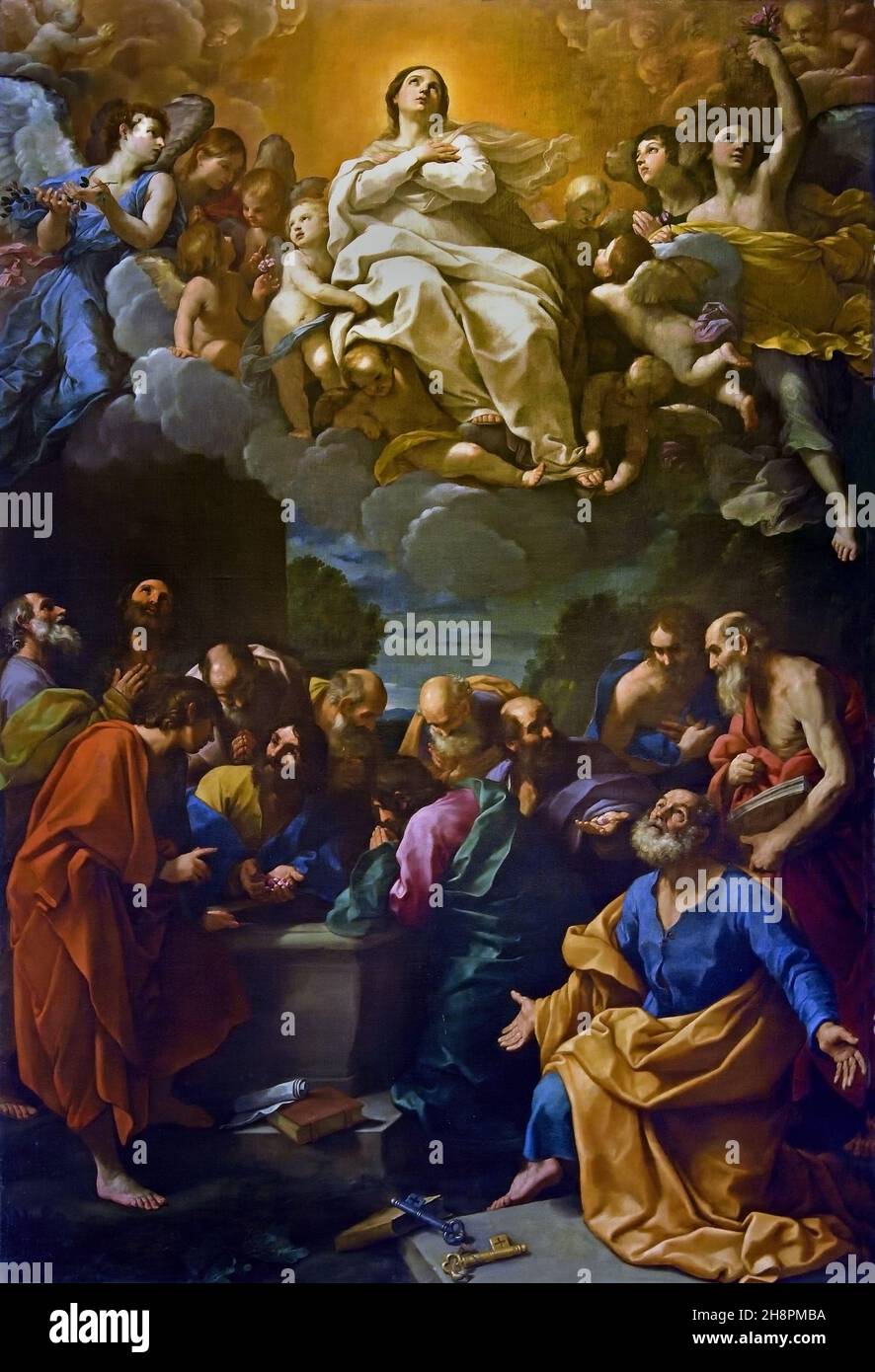 Assunta par Guido Reni 1575-1642 Chiesa del Gesù e dei Santi Ambrogio e Andrea - Eglise de Jésus et des Saints Ambrose et Andrew Gênes Italie italienne ( elle est gouvernée par les Jésuites depuis le XVIe siècle, avec des intérieurs très riches, contient des œuvres de Peter Paul Rubens, Guido Reni,Et les artistes baroques génoises.) Banque D'Images