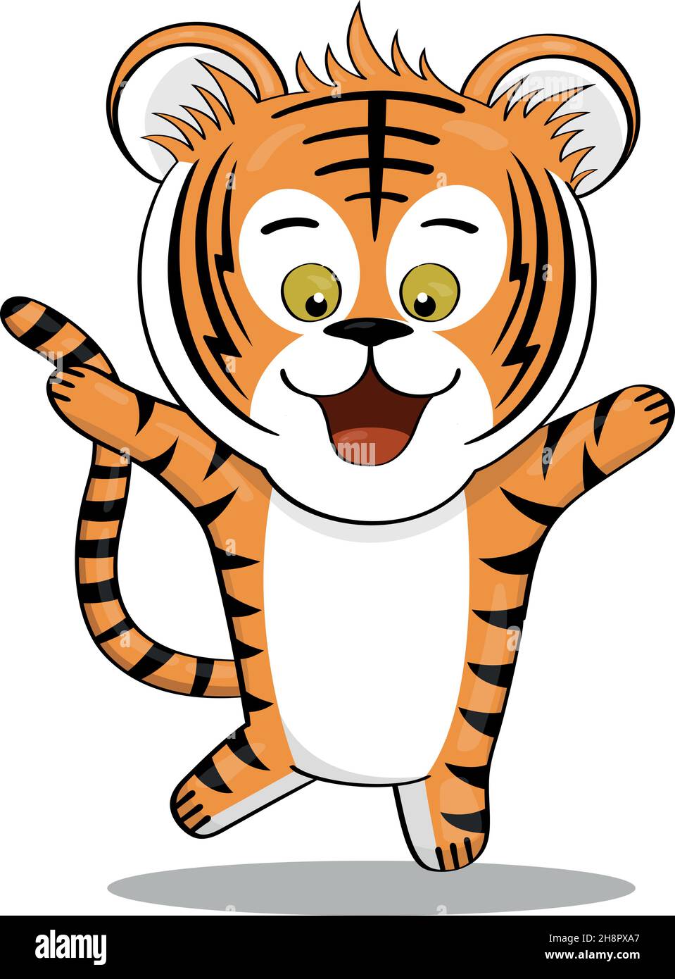 Dessin vectoriel de dessin animé d'un tigre. Autocollant Illustration de Vecteur