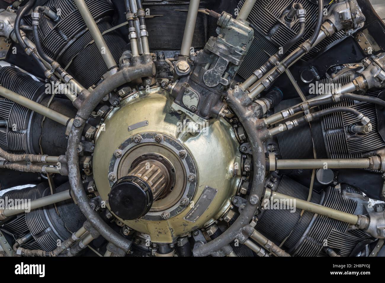 détail d'un moteur rotatif historique Banque D'Images