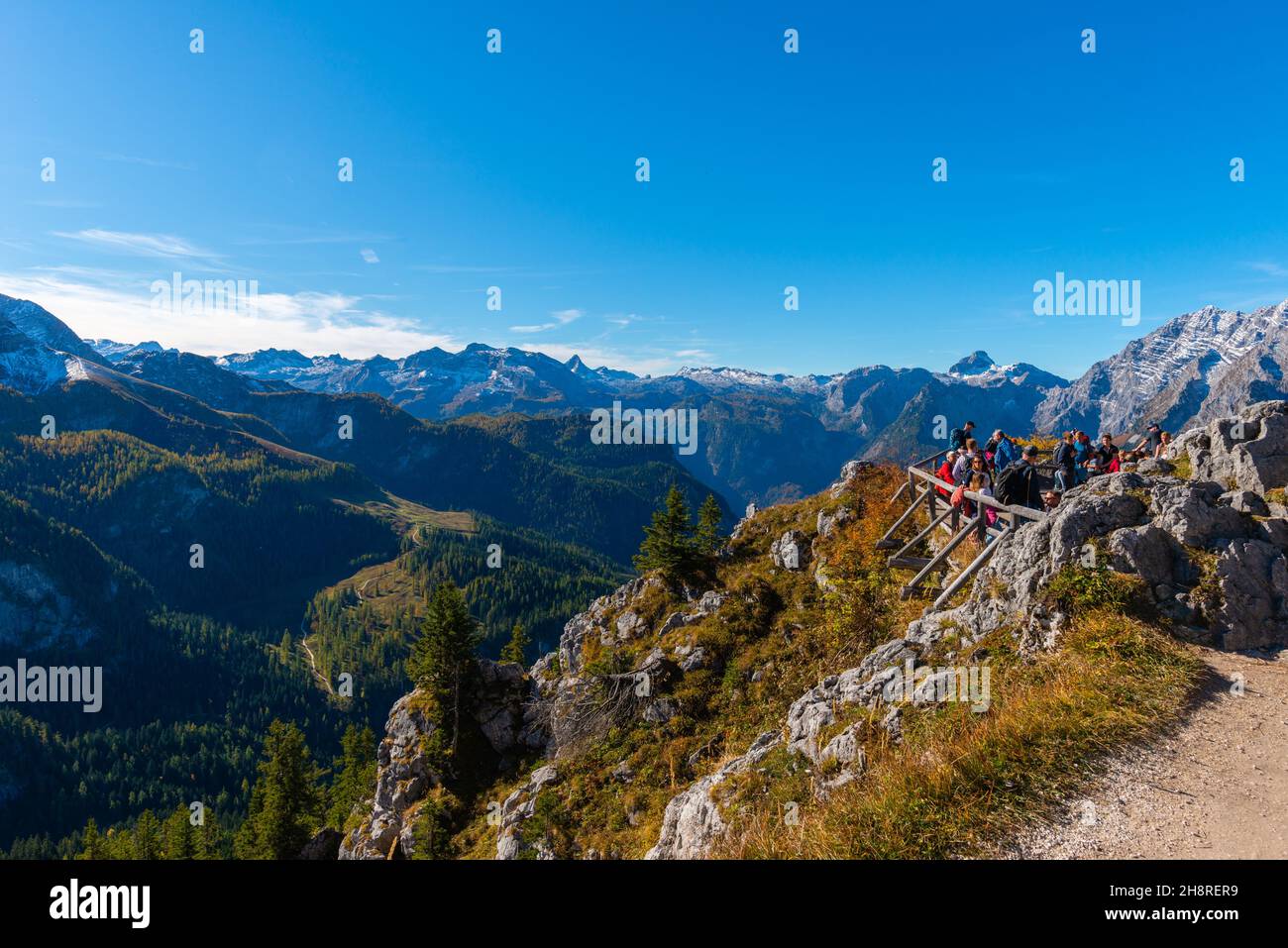 Vue sur et depuis le haut plateau de Jenner à environ 1800m asl, Alpes bavaroises, haute-Bavière, sud de l'Allemagne Banque D'Images
