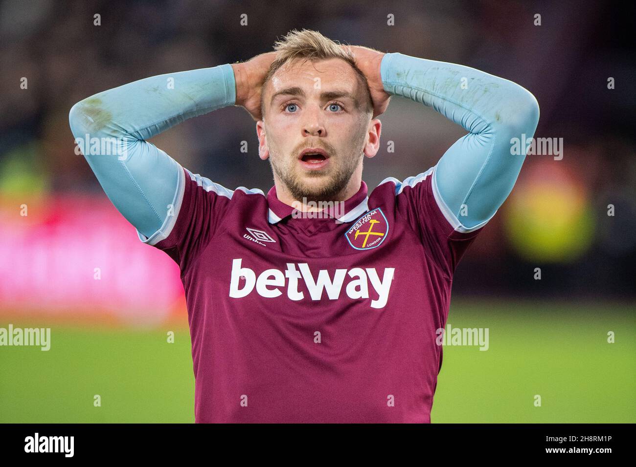 LONDRES, ANGLETERRE - 01 DÉCEMBRE : Jarrod Bowen lors du match de la Premier League entre West Ham United et Brighton & Hove Albion au London Stadium le 1er décembre 2021 à Londres, Angleterre.(Photo de Sebastian Frej) crédit: Sebo47/Alamy Live News Banque D'Images