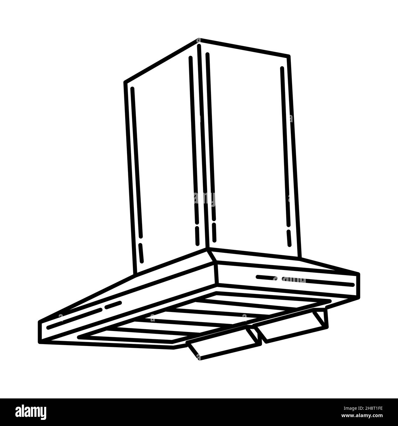 Hotte de cuisine partie de mobilier et décoration d'intérieur ensemble d'icônes dessinées à la main Vector. Illustration de Vecteur