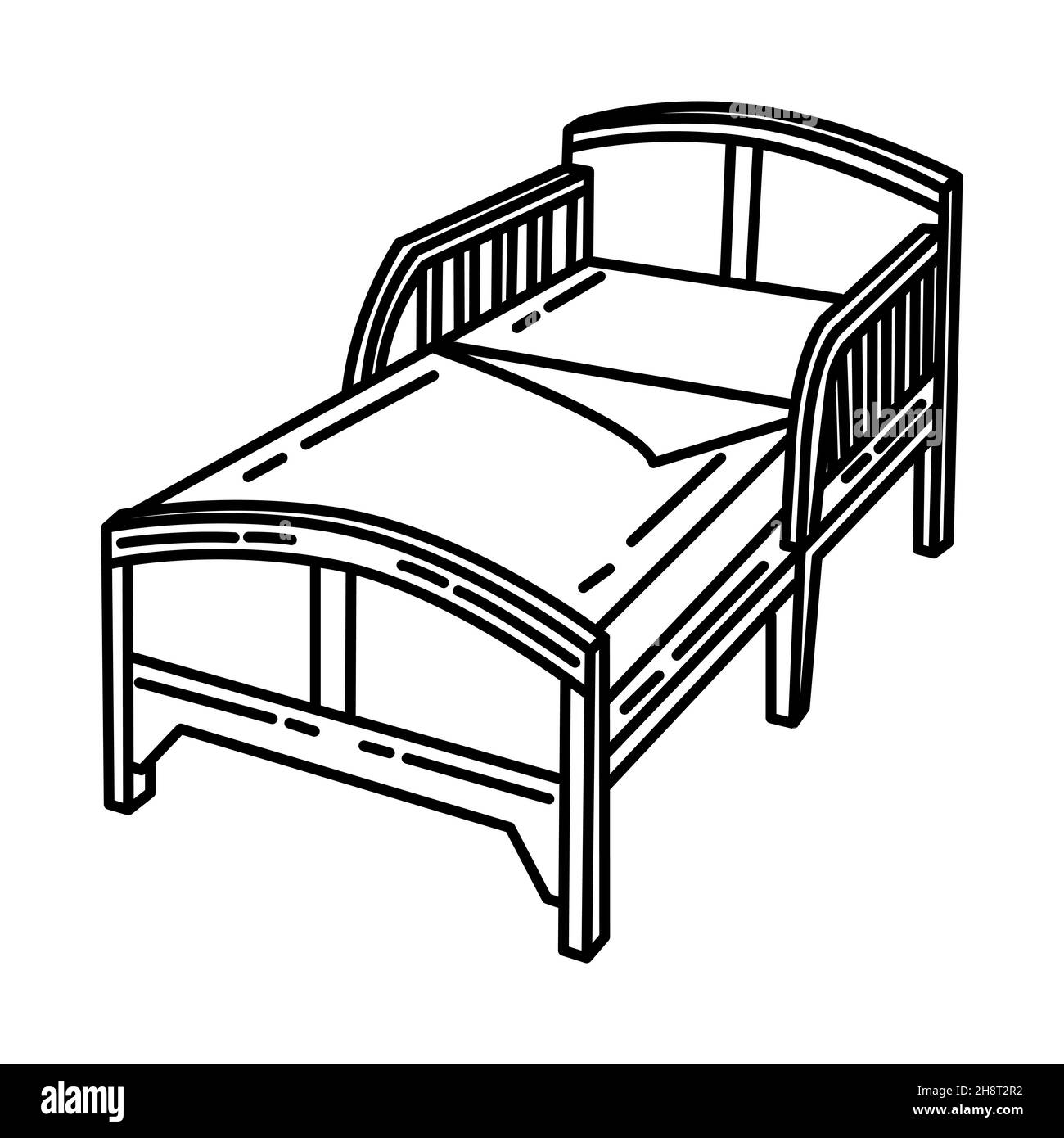 Pièce de lit d'enfant de mobilier et d'équipement de maison dessin main  icône ensemble Vector Image Vectorielle Stock - Alamy