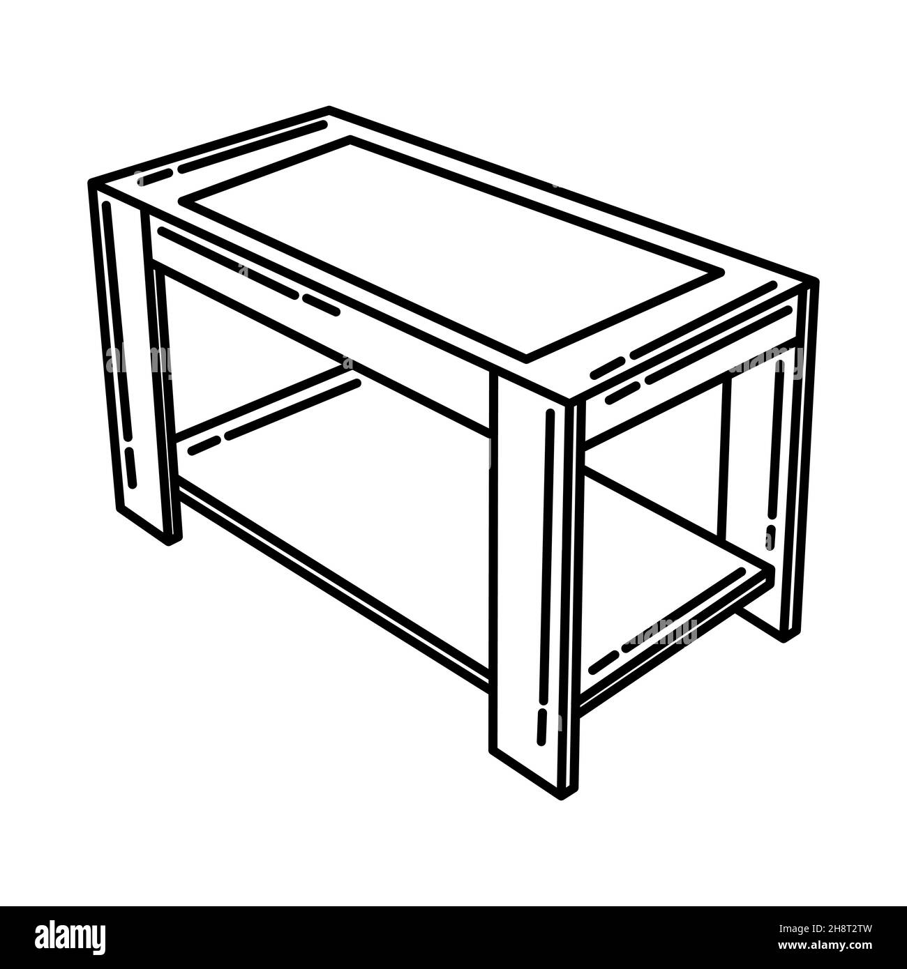 Table à café pièce de mobilier et d'équipement de maison ensemble d'icônes dessinées à la main Vector. Illustration de Vecteur