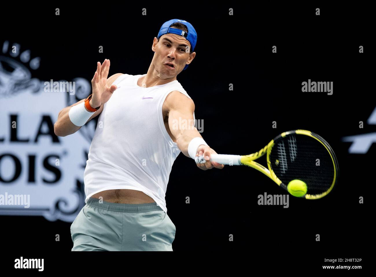 SYDNEY, AUSTRALIE - 09 JANVIER : Rafael Nadal d'Espagne sur le terrain d'entraînement pendant le septième jour de la coupe ATP 2020 tennis à la Ken Rosewall Arena le 09 janvier 2020 à Sydney, Australie. Banque D'Images