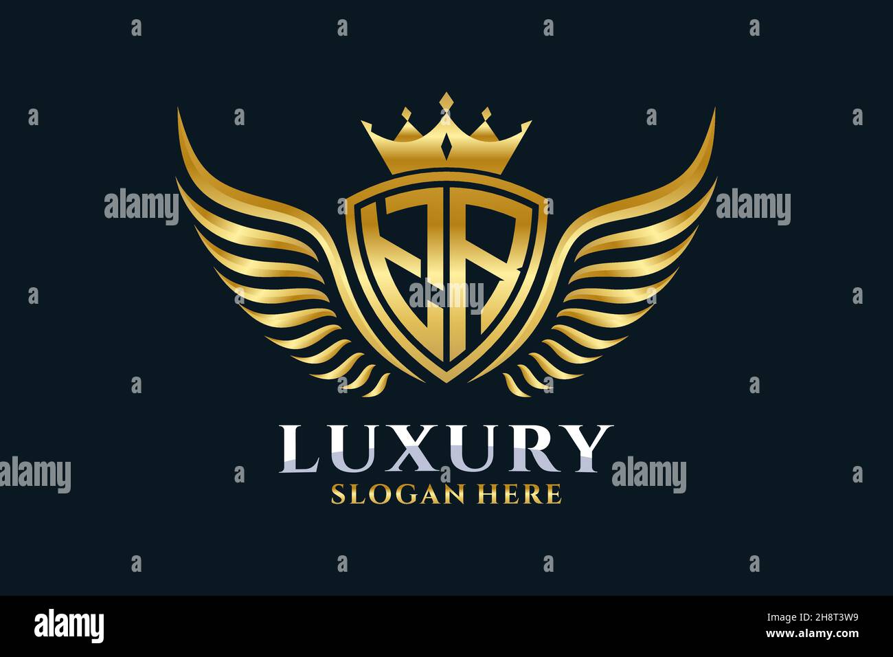 Aile royale de luxe lettre TR Crest couleur or logo Vector, logo Victory, logo Crest, logo WiNG, logo Vector . Illustration de Vecteur