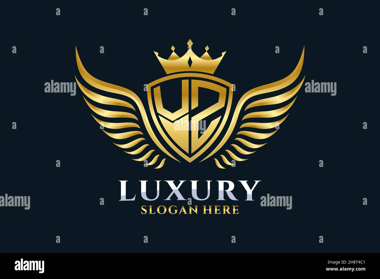 Luxe aile royale lettre VZ Crest couleur or logo Vector, logo Victory, logo Crest, logo WiNG, logo Vector . Illustration de Vecteur