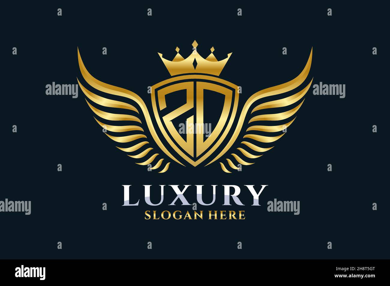 Aile royale de luxe lettre ZO Crest couleur or logo Vector, logo Victory, logo Crest, logo WiNG, logo Vector . Illustration de Vecteur