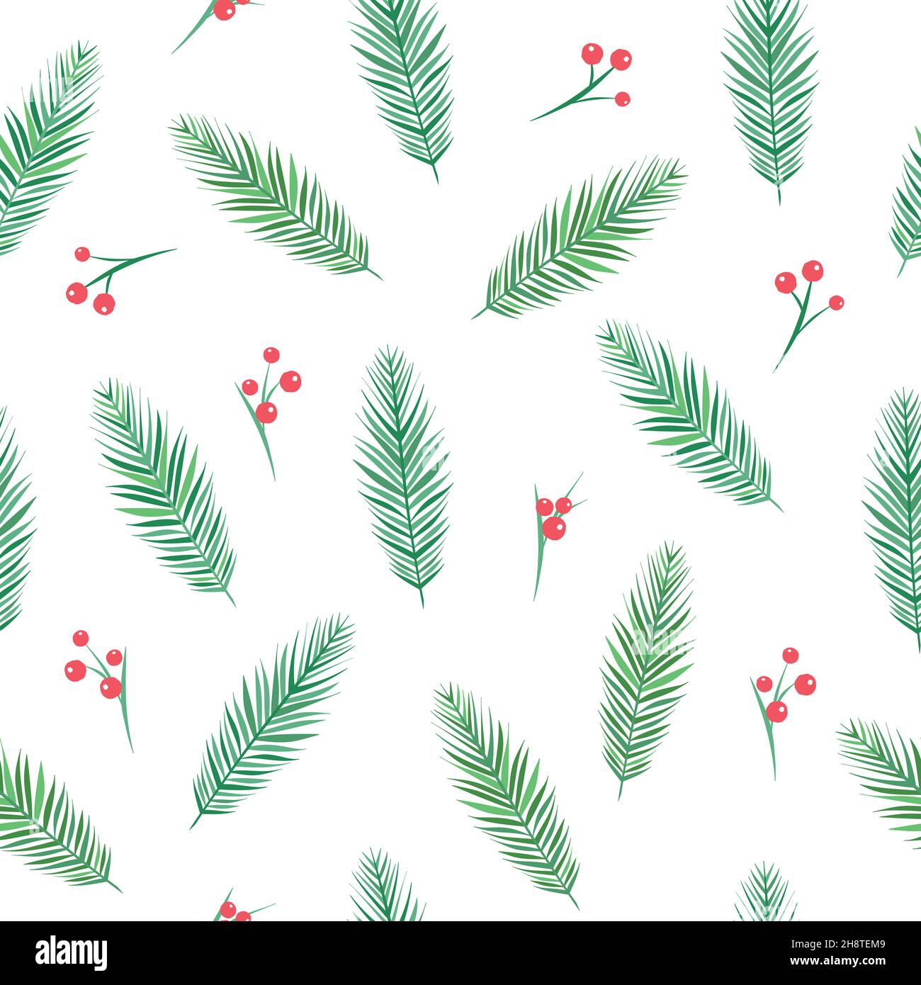 branches de sapin avec baies rouges sur fond blanc. motif hivernal sans couture avec épinette.Décoration vectorielle de Noël. texture simple de noël Illustration de Vecteur branches de sapin avec baies rouges sur fond blanc. motif hivernal sans couture avec épinette.Décoration vectorielle de Noël. texture simple de noël Illustration de Vecteur