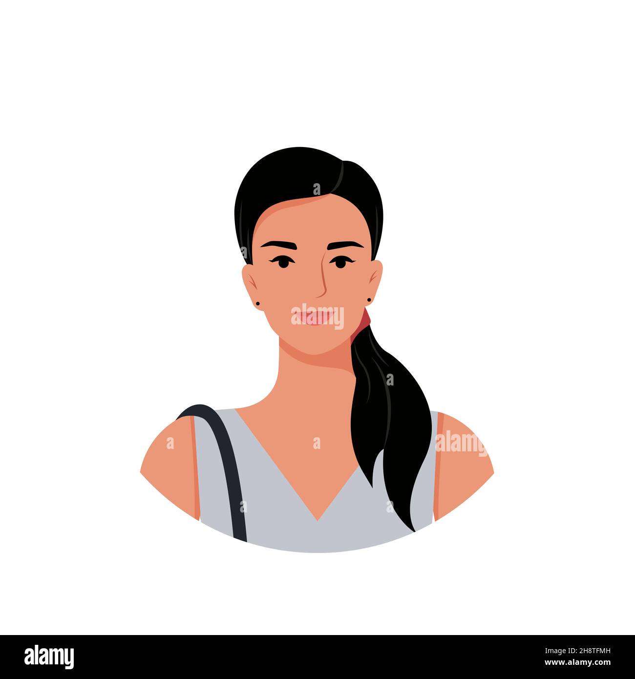 Portrait d'une jeune fille attrayante.Illustration vectorielle de style plat Illustration de Vecteur