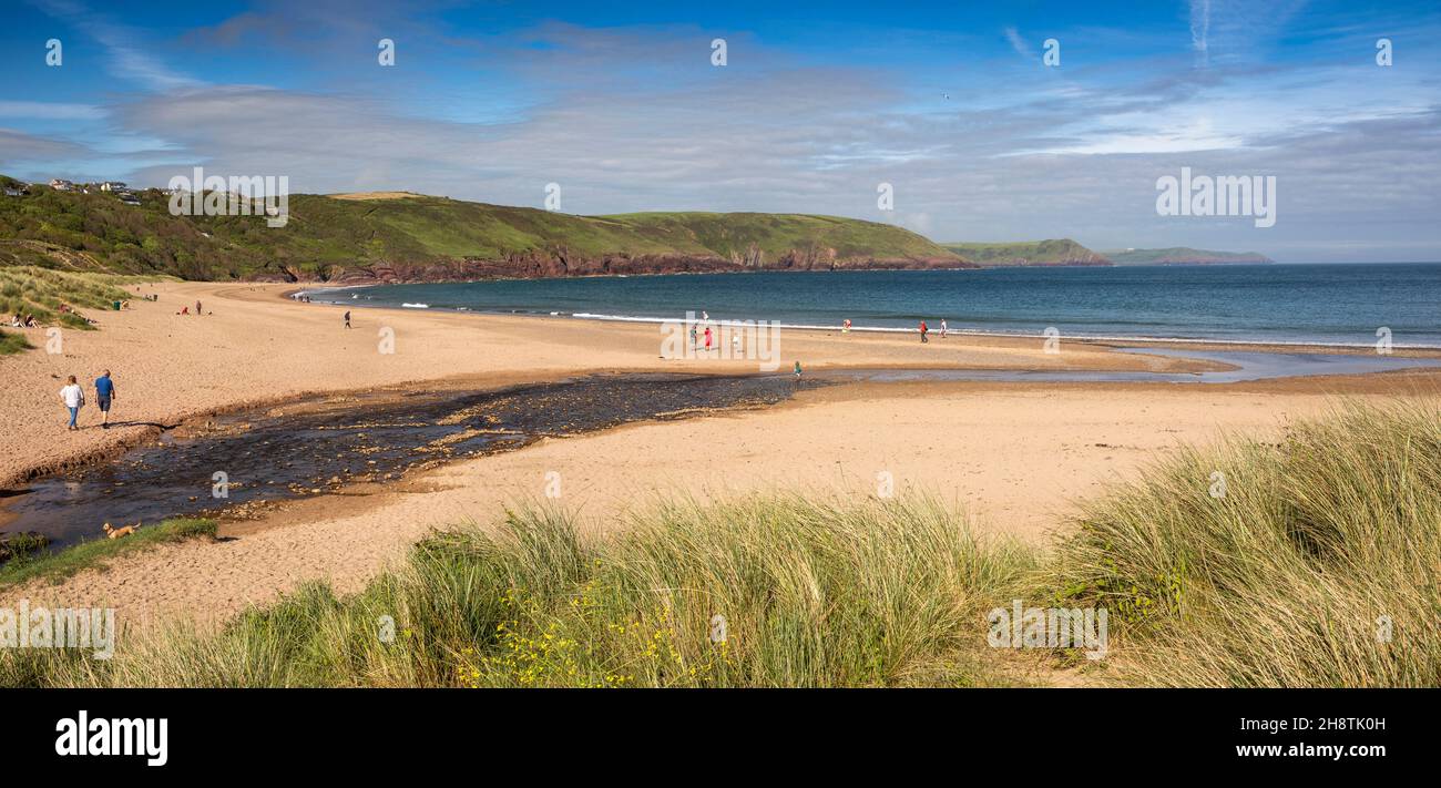 Royaume-Uni, pays de Galles, Pembrokeshire, Freshwater East, plage,panoramique Banque D'Images