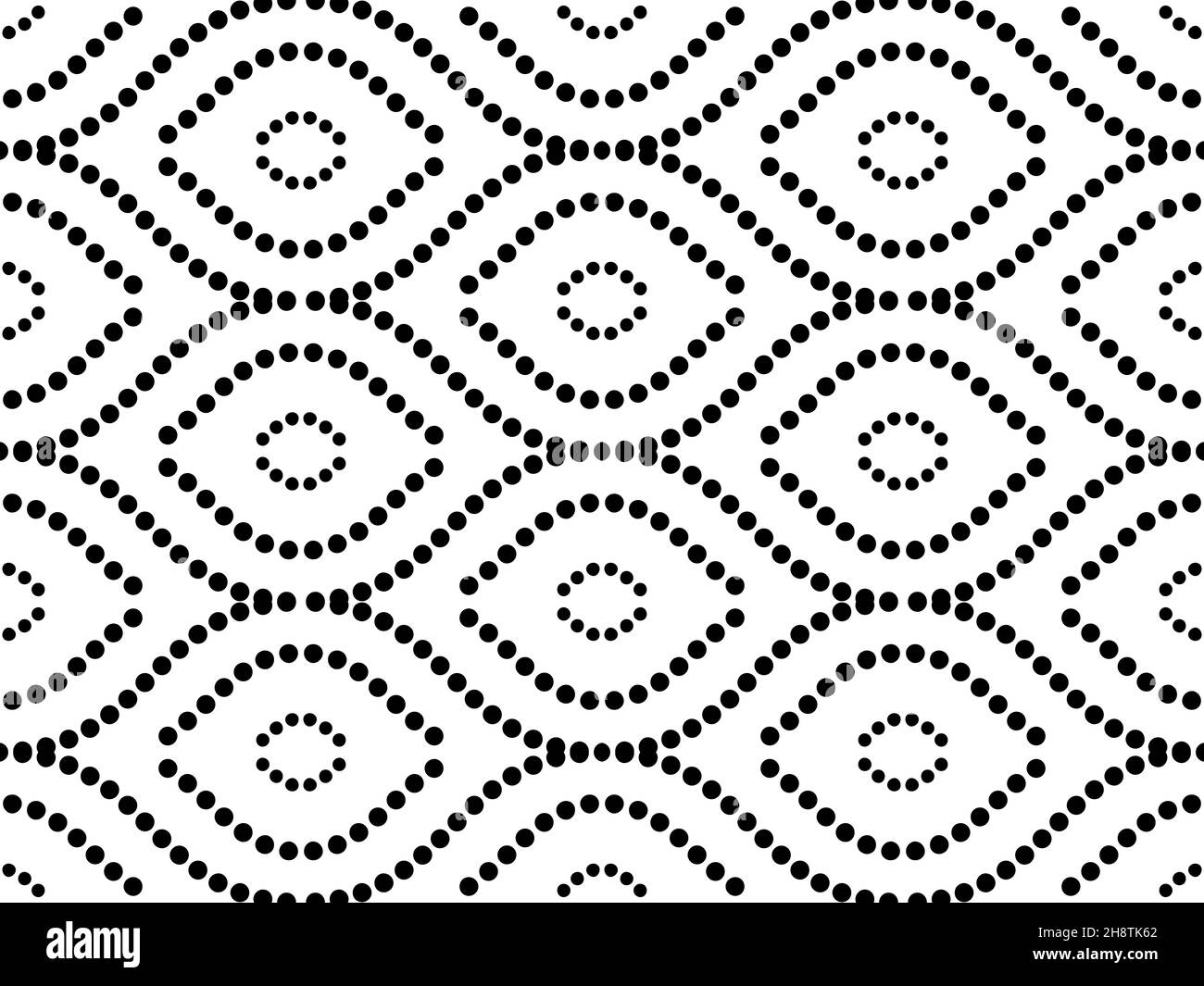 Décoration sans couture.Arrière-plan moderne.Motif géométrique moderne avec vagues pointillées en noir et blanc Banque D'Images