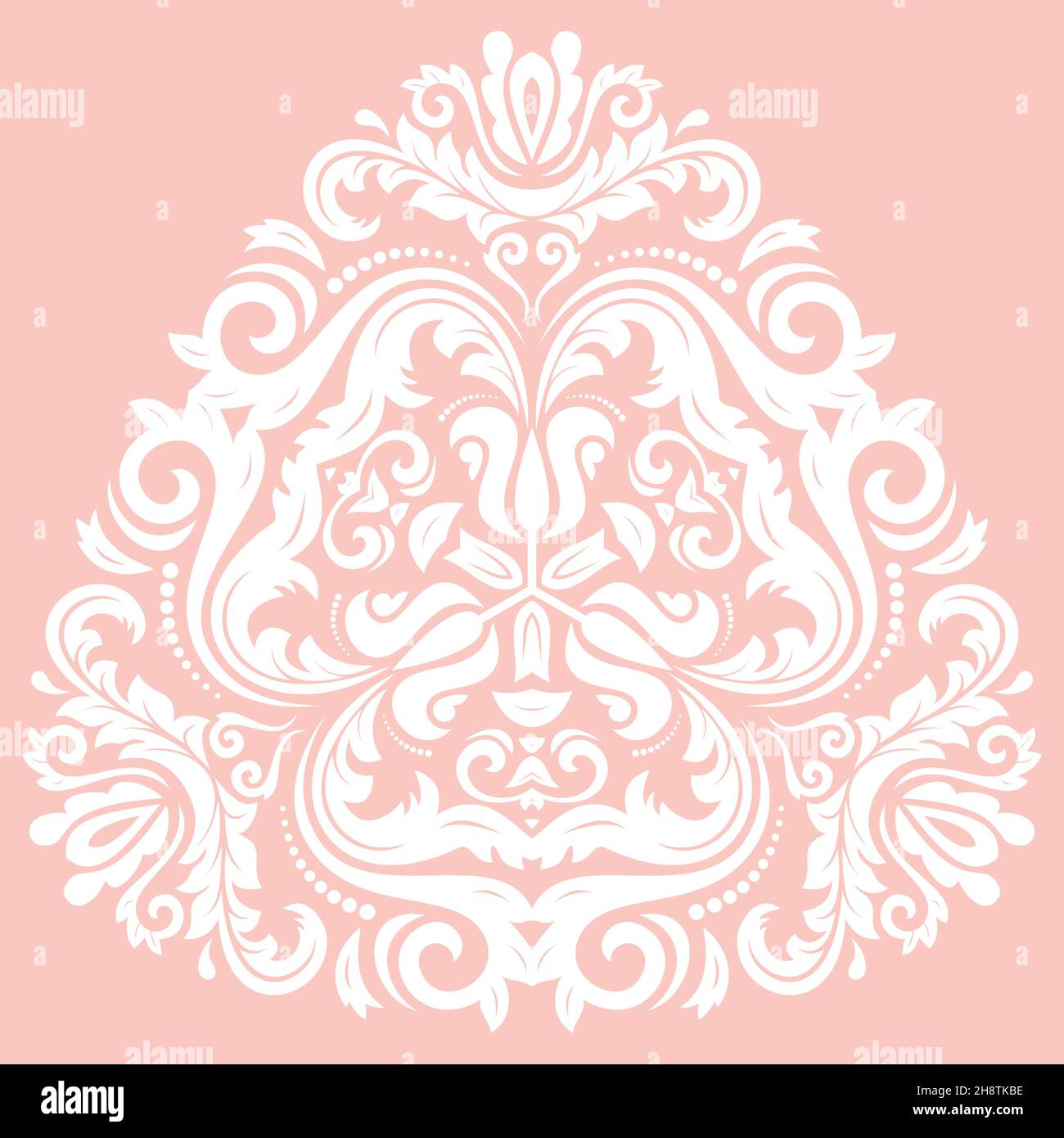 Élégante décoration triangulaire blanche vintage de style classique.Motif traditionnel abstrait avec éléments orientaux.Motif vintage classique Banque D'Images