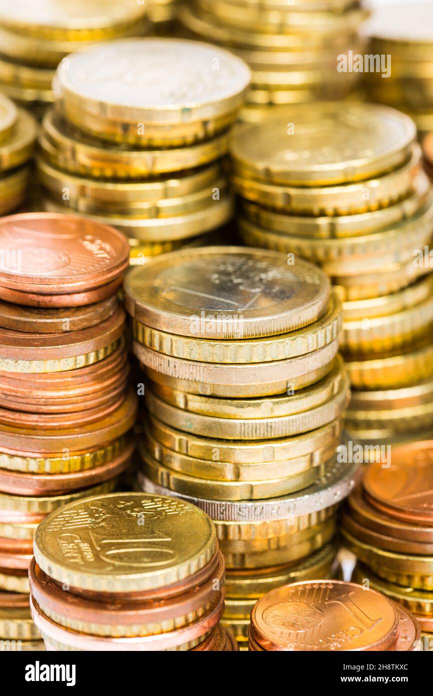 Extrait de plusieurs piles d'argent Banque D'Images