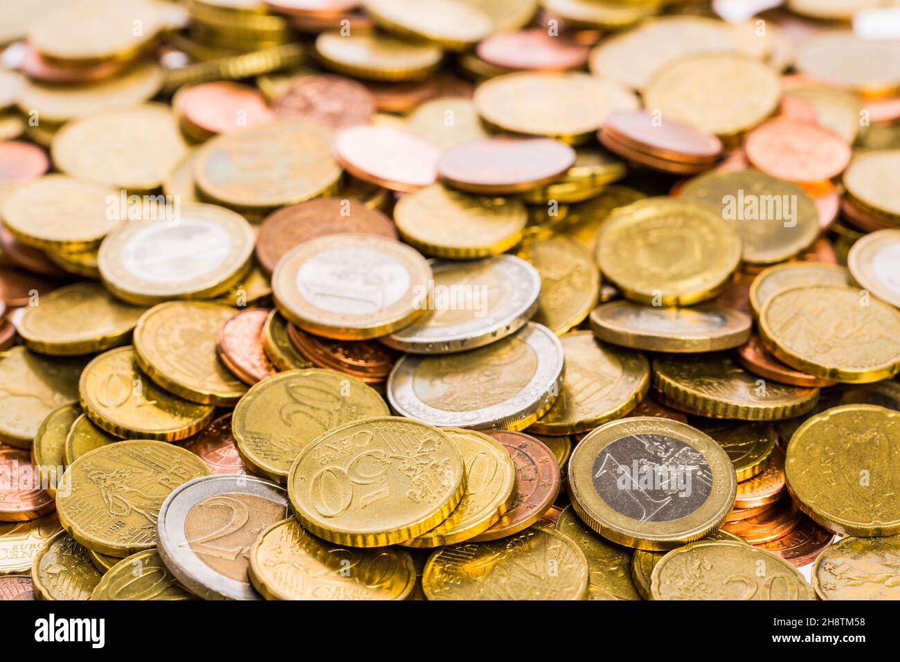 Surface de plusieurs pièces en euros Banque D'Images