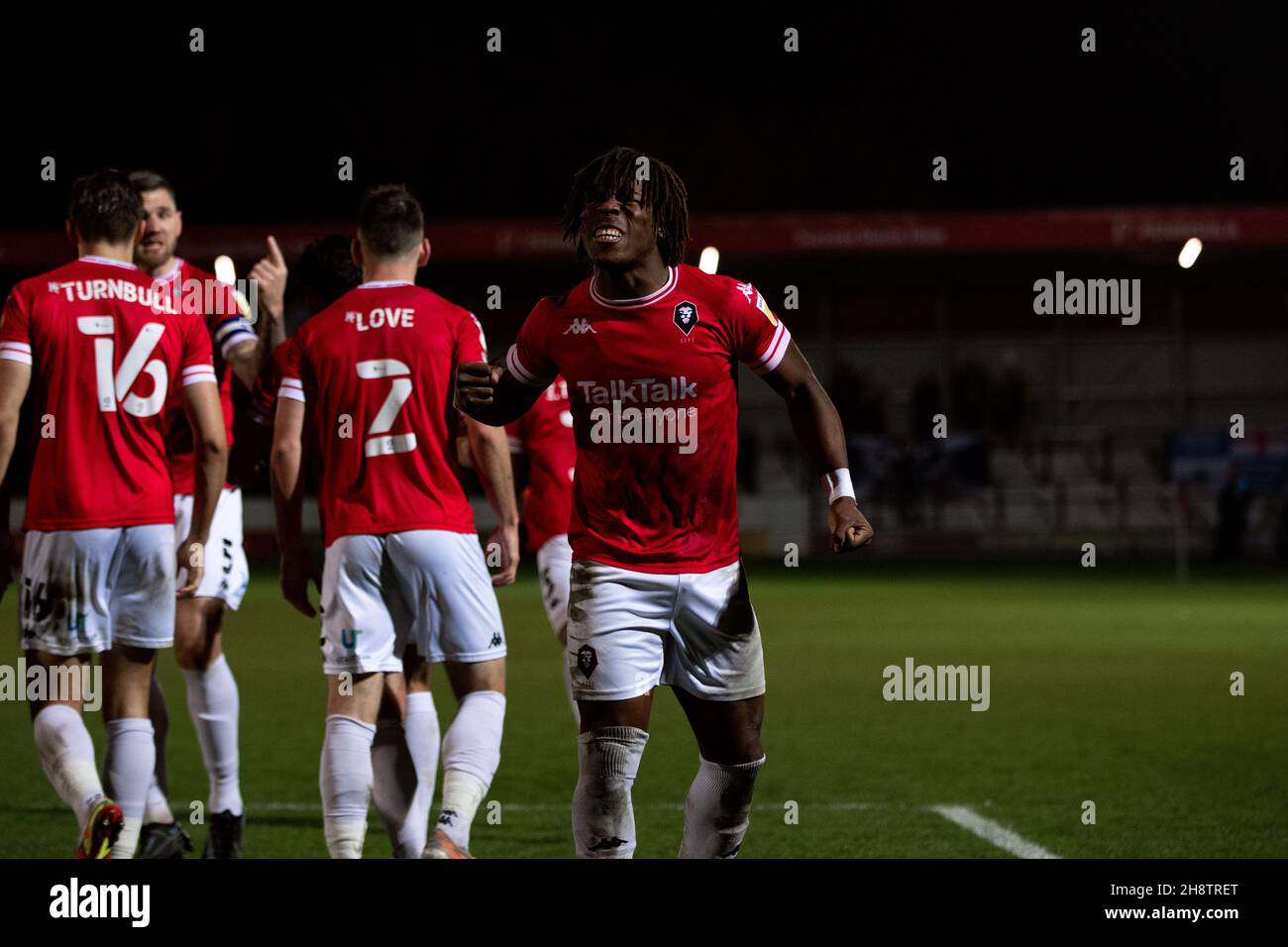 Brandon Thomas Asante marque l'égaliseur comme Salford Draw 1-1 avec Bristol Rovers.Skybet League 2.23/11/21. Banque D'Images