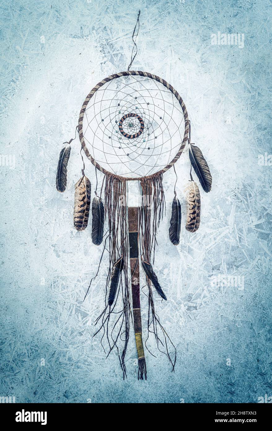 rêve de catcher sur fond d'hiver, spiri indien. Banque D'Images